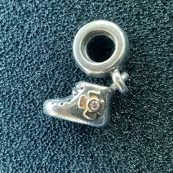 Pandora Silver and Gold Baby Shoe Charm - Picture 2 of 6